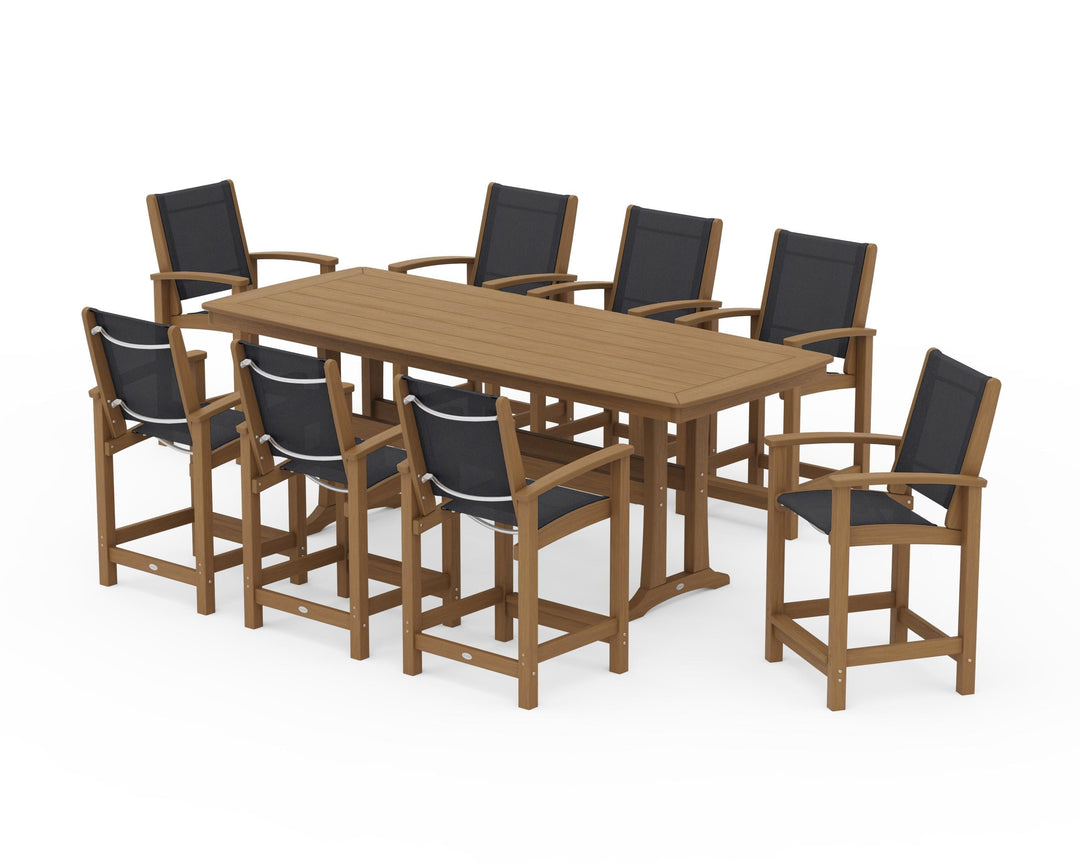POLYWOOD® Coastal 9-Piece Counter Set with Trestle Legs