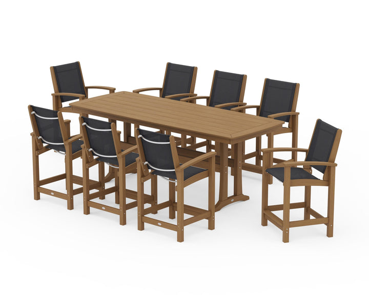 POLYWOOD® Coastal 9-Piece Counter Set with Trestle Legs