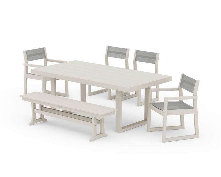 POLYWOOD® EDGE Sling 6-Piece Dining Set with Bench