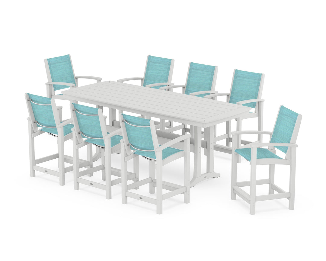 POLYWOOD® Coastal 9-Piece Counter Set with Trestle Legs