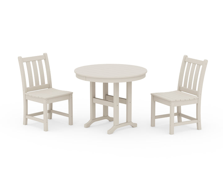 POLYWOOD® Traditional Garden Side Chair 3-Piece Round Dining Set