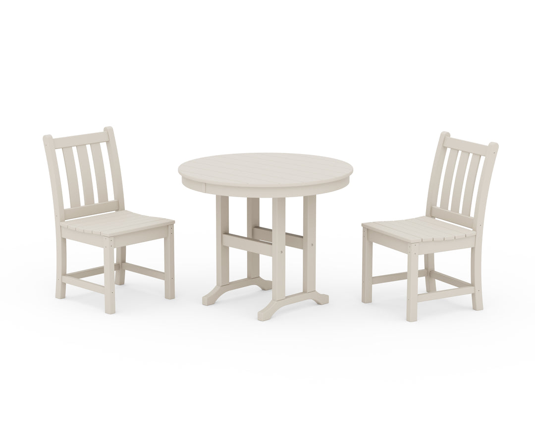 POLYWOOD® Traditional Garden Side Chair 3-Piece Round Dining Set
