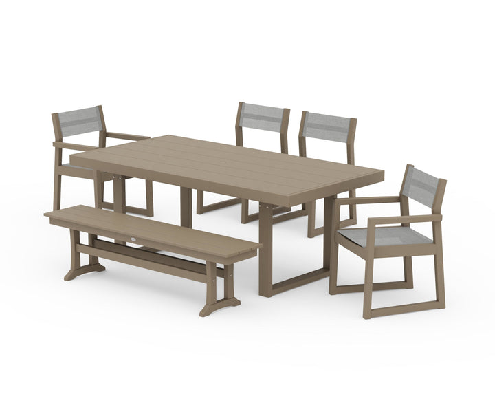 POLYWOOD® EDGE Sling 6-Piece Dining Set with Bench