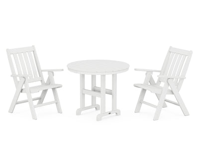 Vineyard Folding Chair 3-Piece Round Dining Set