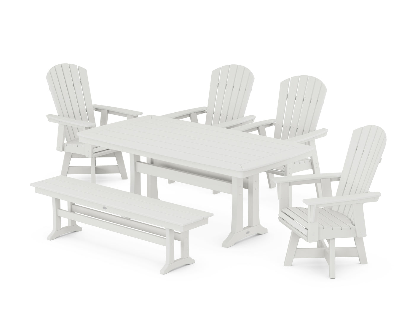 Nautical Adirondack Swivel 6-Piece Dining Set with Trestle Legs