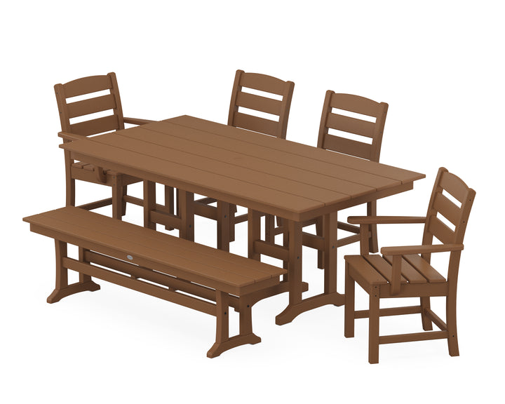 POLYWOOD® Lakeside 6-Piece Farmhouse Dining Set with Bench