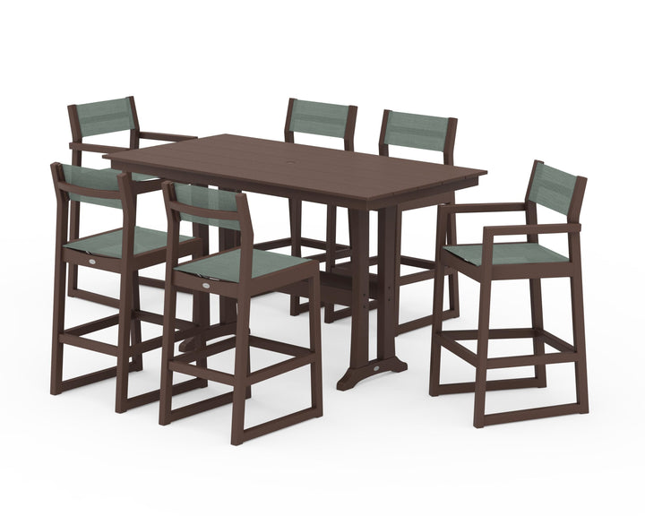 POLYWOOD® EDGE Sling 7-Piece Farmhouse Bar Set with Trestle Legs