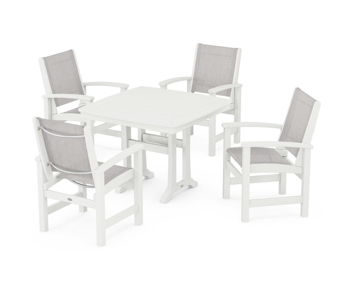 POLYWOOD® Coastal 5-Piece Dining Set with Trestle Legs