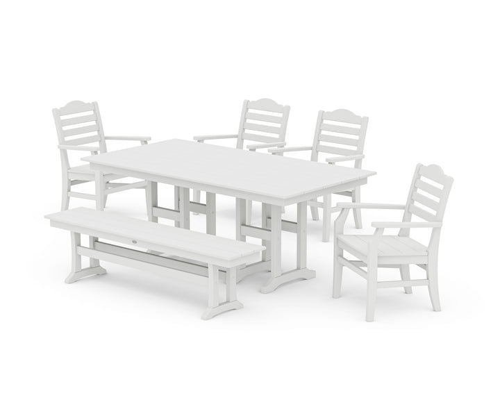POLYWOOD® Savannah 6-Piece Farmhouse Dining Set with Bench