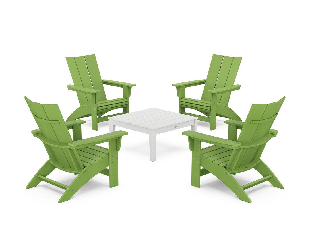 POLYWOOD® 5-Piece Modern Grand Adirondack Chair Conversation Group