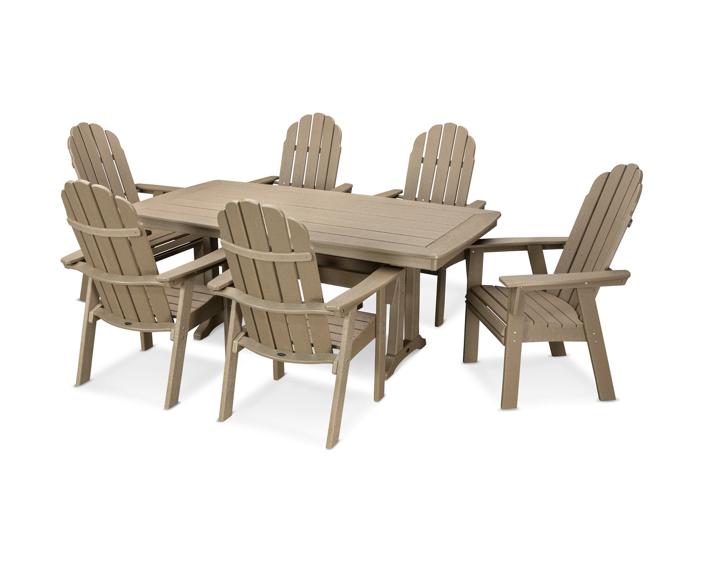 Vineyard Curveback Adirondack 7-Piece Dining Set with Trestle Legs