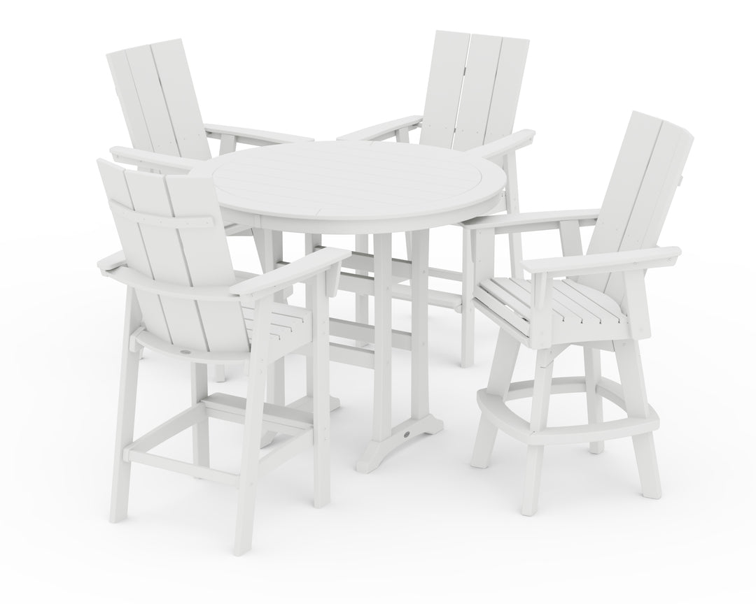 POLYWOOD® Modern Adirondack 5-Piece Nautical Trestle Round Bar Set with Swivels