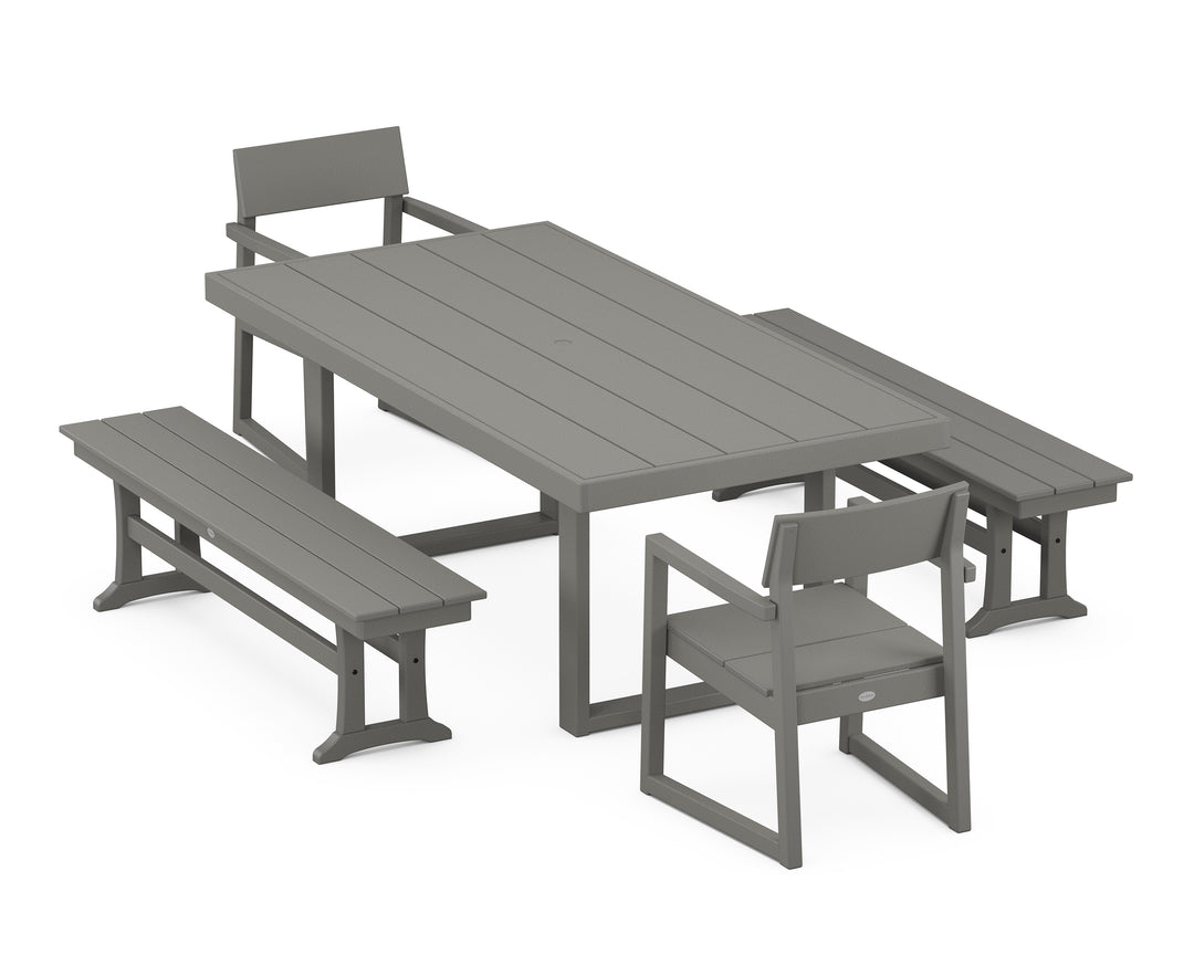POLYWOOD® EDGE 5-Piece Dining Set with Benches