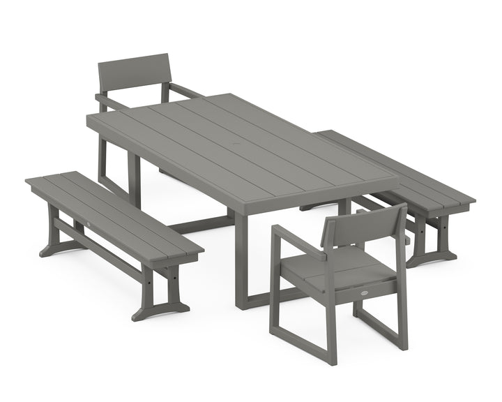 POLYWOOD® EDGE 5-Piece Dining Set with Benches
