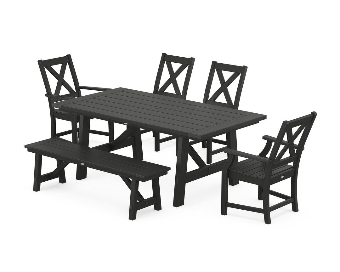 POLYWOOD® Braxton 6-Piece Rustic Farmhouse Dining Set With Trestle Legs