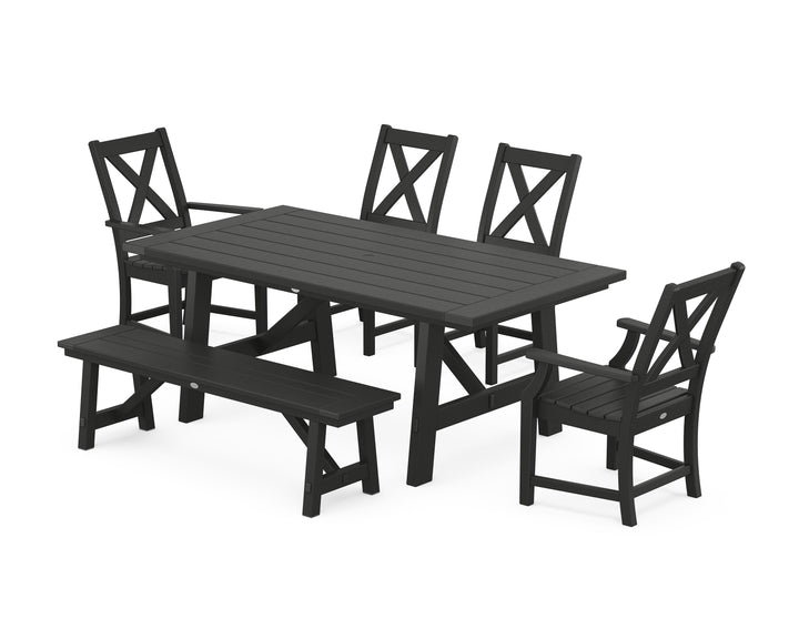 POLYWOOD® Braxton 6-Piece Rustic Farmhouse Dining Set With Trestle Legs