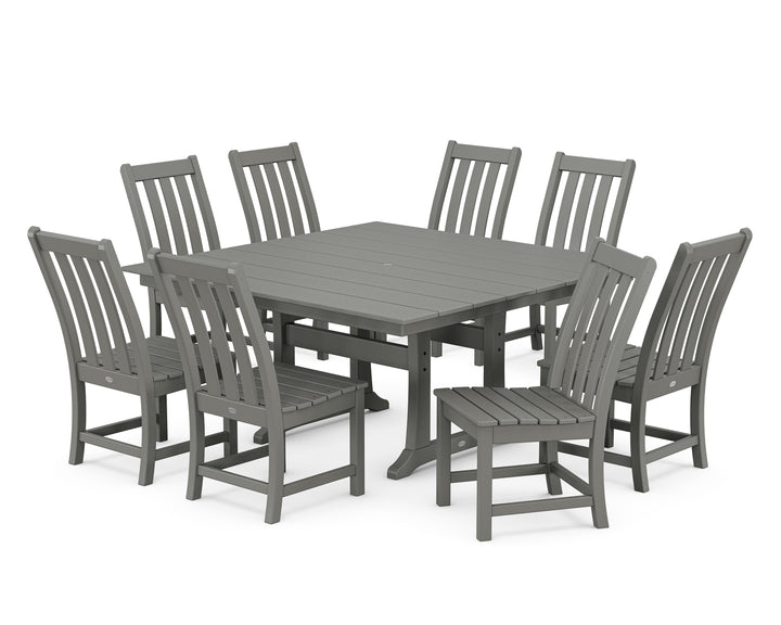 POLYWOOD® Vineyard 9-Piece Farmhouse Trestle Dining Set