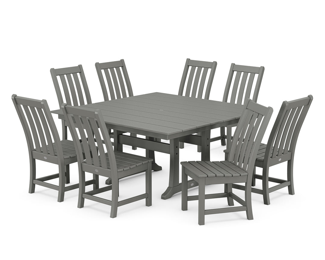 POLYWOOD® Vineyard 9-Piece Farmhouse Trestle Dining Set