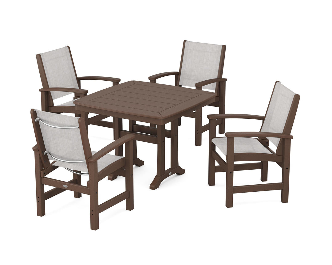 POLYWOOD® Coastal 5-Piece Dining Set with Trestle Legs