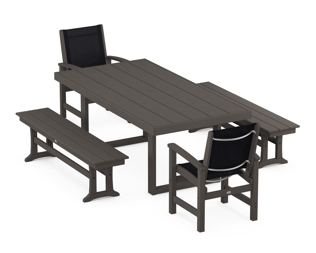 POLYWOOD® Coastal 5-Piece Dining Set with Trestle Legs