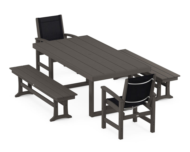 POLYWOOD® Coastal 5-Piece Dining Set with Trestle Legs