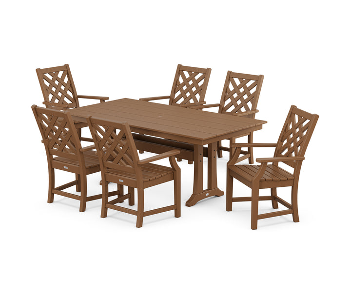 POLYWOOD® Wovendale Arm Chair 7-Piece Farmhouse Dining Set with Trestle Legs