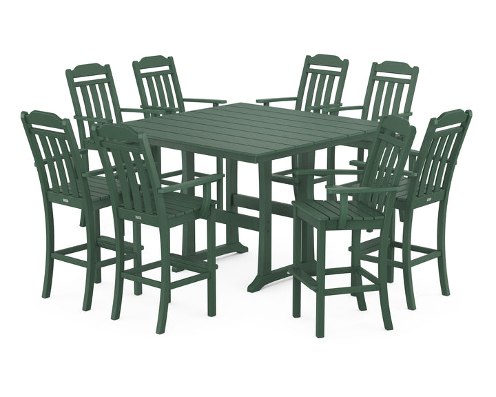 Country Living Cottage 9-Piece Farmhouse Bar Set with Trestle Legs