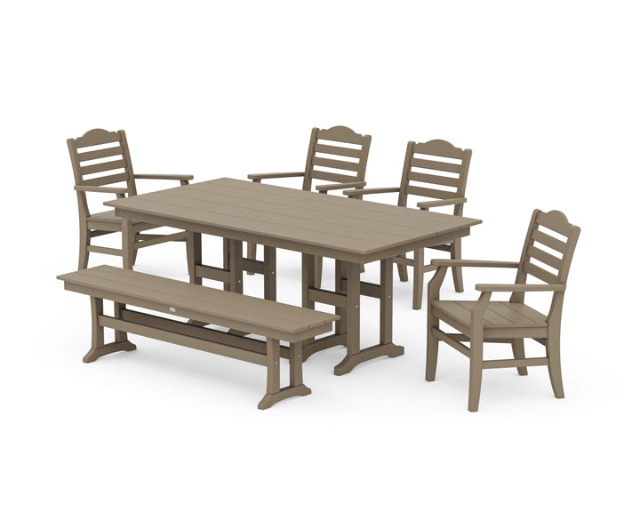 POLYWOOD® Savannah 6-Piece Farmhouse Dining Set with Bench