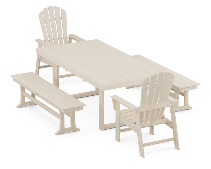 POLYWOOD® South Beach 5-Piece Dining Set with Benches