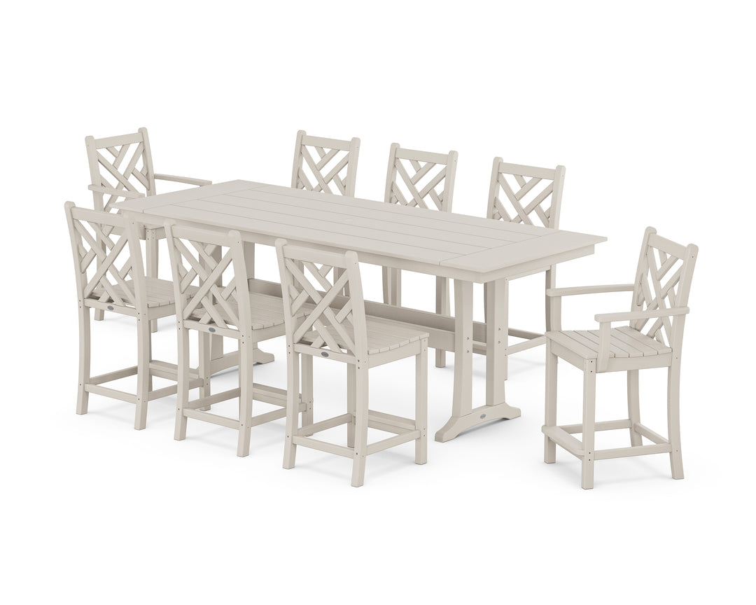 POLYWOOD® Chippendale 9-Piece Farmhouse Counter Set with Trestle Legs