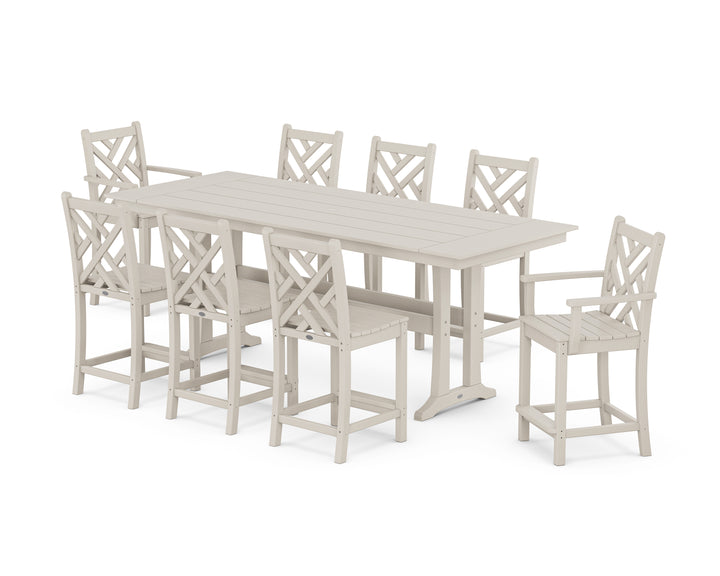 POLYWOOD® Chippendale 9-Piece Farmhouse Counter Set with Trestle Legs