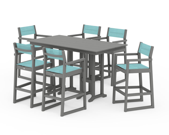 POLYWOOD® EDGE Sling Arm Chair 7-Piece Farmhouse Bar Set