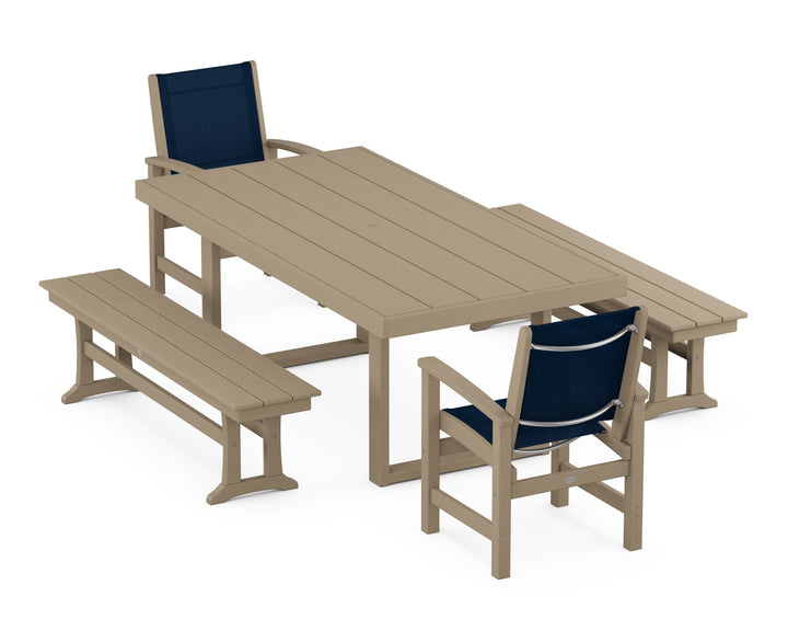 POLYWOOD® Coastal 5-Piece Dining Set with Trestle Legs