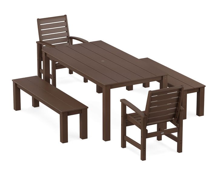 POLYWOOD® Signature 5-Piece Parsons Dining Set with Benches