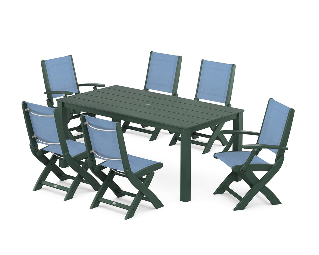 POLYWOOD® Coastal Folding Chair 7-Piece Parsons Dining Set