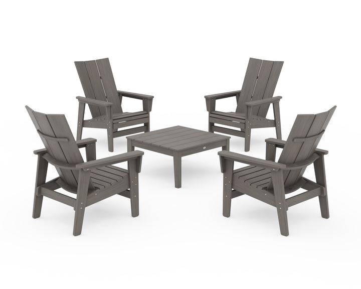POLYWOOD® 5-Piece Modern Grand Upright Adirondack Chair Conversation Group