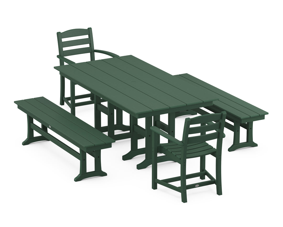 POLYWOOD® La Casa Café 5-Piece Farmhouse Dining Set with Benches