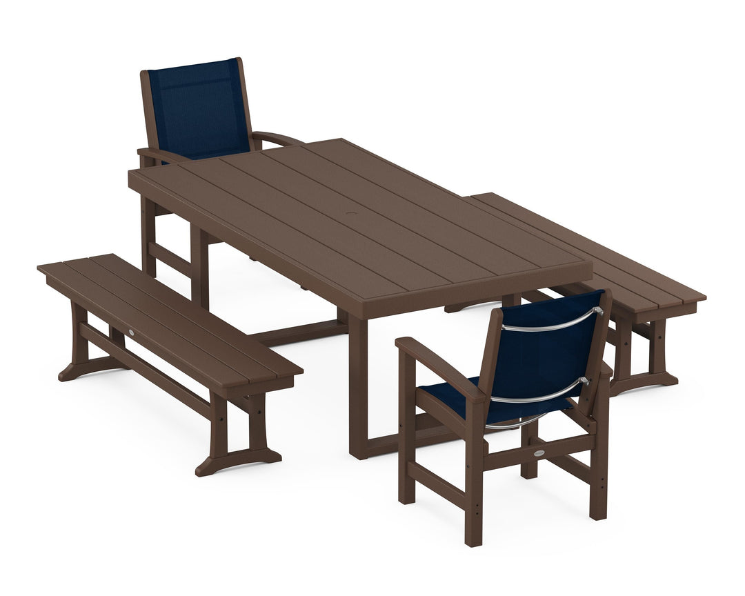 POLYWOOD® Coastal 5-Piece Dining Set with Trestle Legs