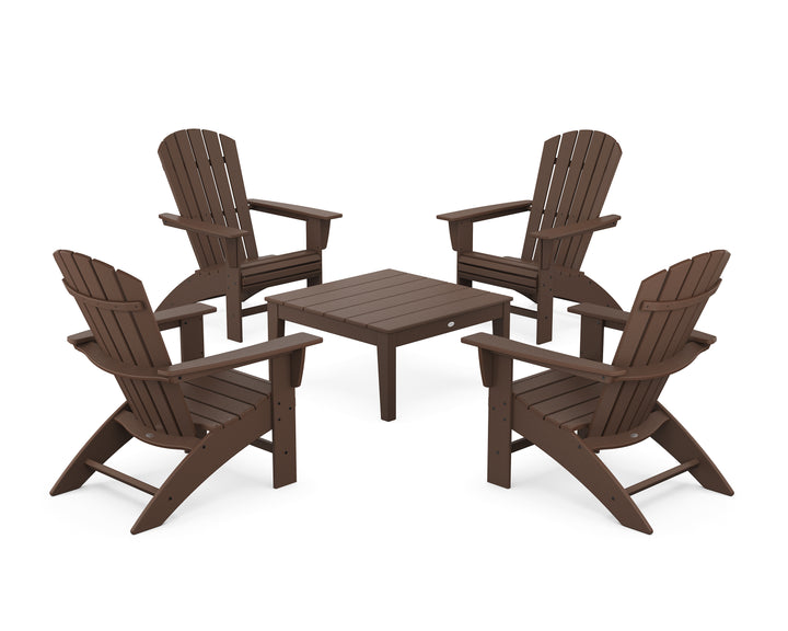 POLYWOOD® 5-Piece Nautical Curveback Adirondack Chair Conversation Set with 36" Conversation Table
