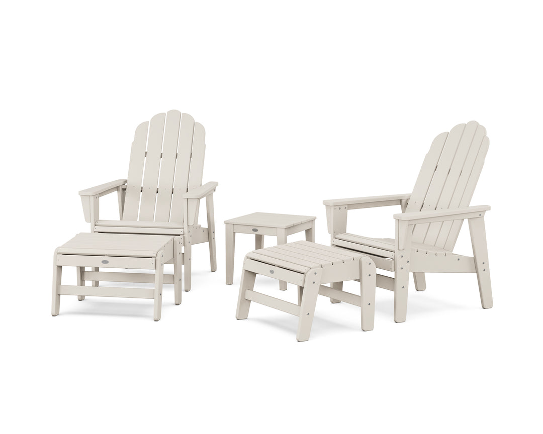 POLYWOOD® 5-Piece Vineyard Grand Upright Adirondack Set with Ottomans and Side Table