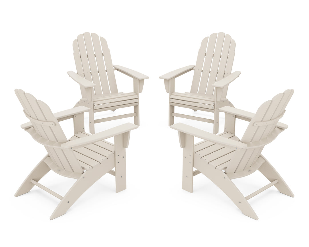 POLYWOOD® 4-Piece Vineyard Curveback Adirondack Chair Conversation Set