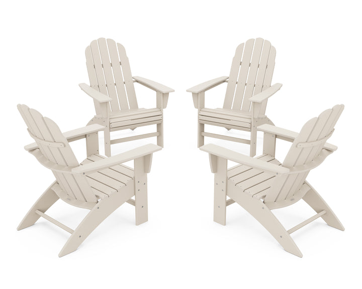 POLYWOOD® 4-Piece Vineyard Curveback Adirondack Chair Conversation Set