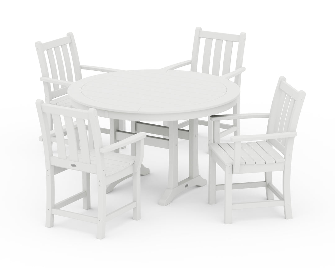POLYWOOD® Traditional Garden 5-Piece Round Dining Set with Trestle Legs
