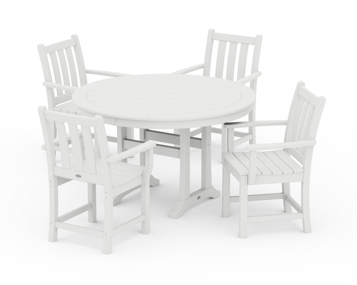 POLYWOOD® Traditional Garden 5-Piece Round Dining Set with Trestle Legs