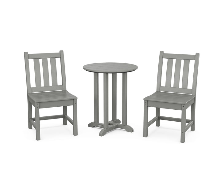 POLYWOOD® Traditional Garden Side Chair 3-Piece Round Bistro Dining Set