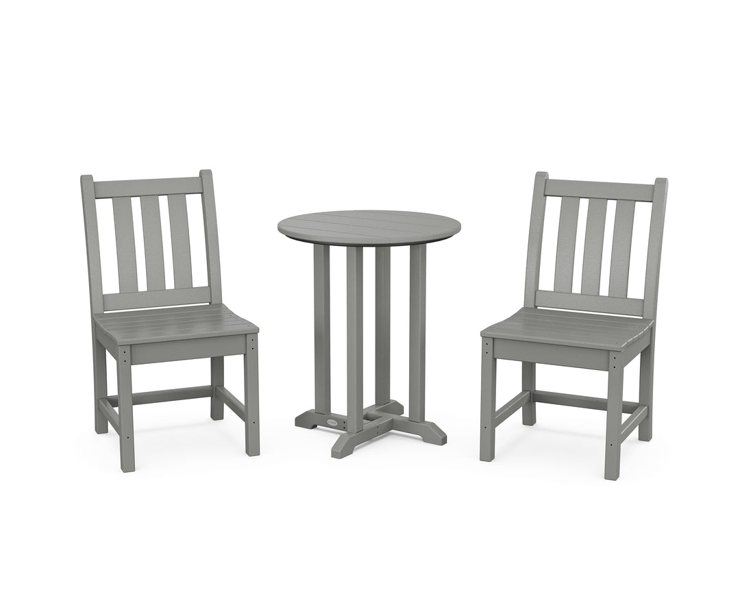 POLYWOOD® Traditional Garden Side Chair 3-Piece Round Bistro Dining Set