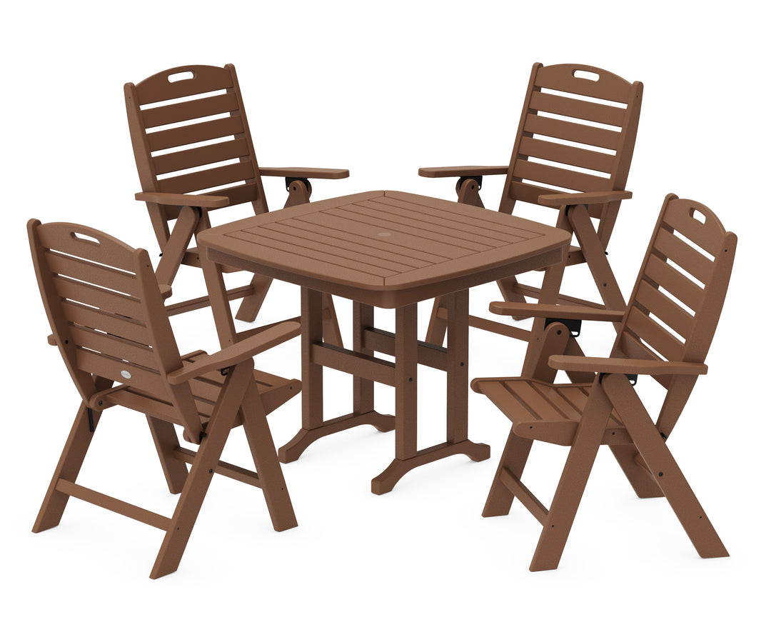 POLYWOOD® Nautical Folding Highback Chair 5-Piece Dining Set