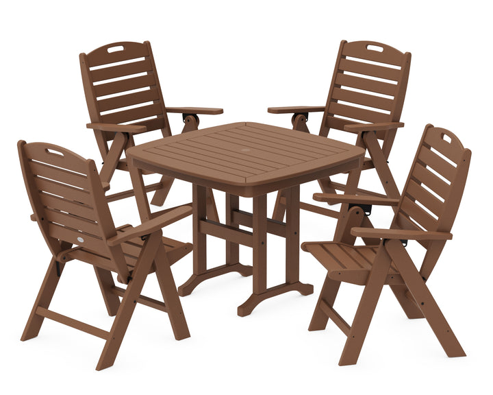 POLYWOOD® Nautical Folding Highback Chair 5-Piece Dining Set
