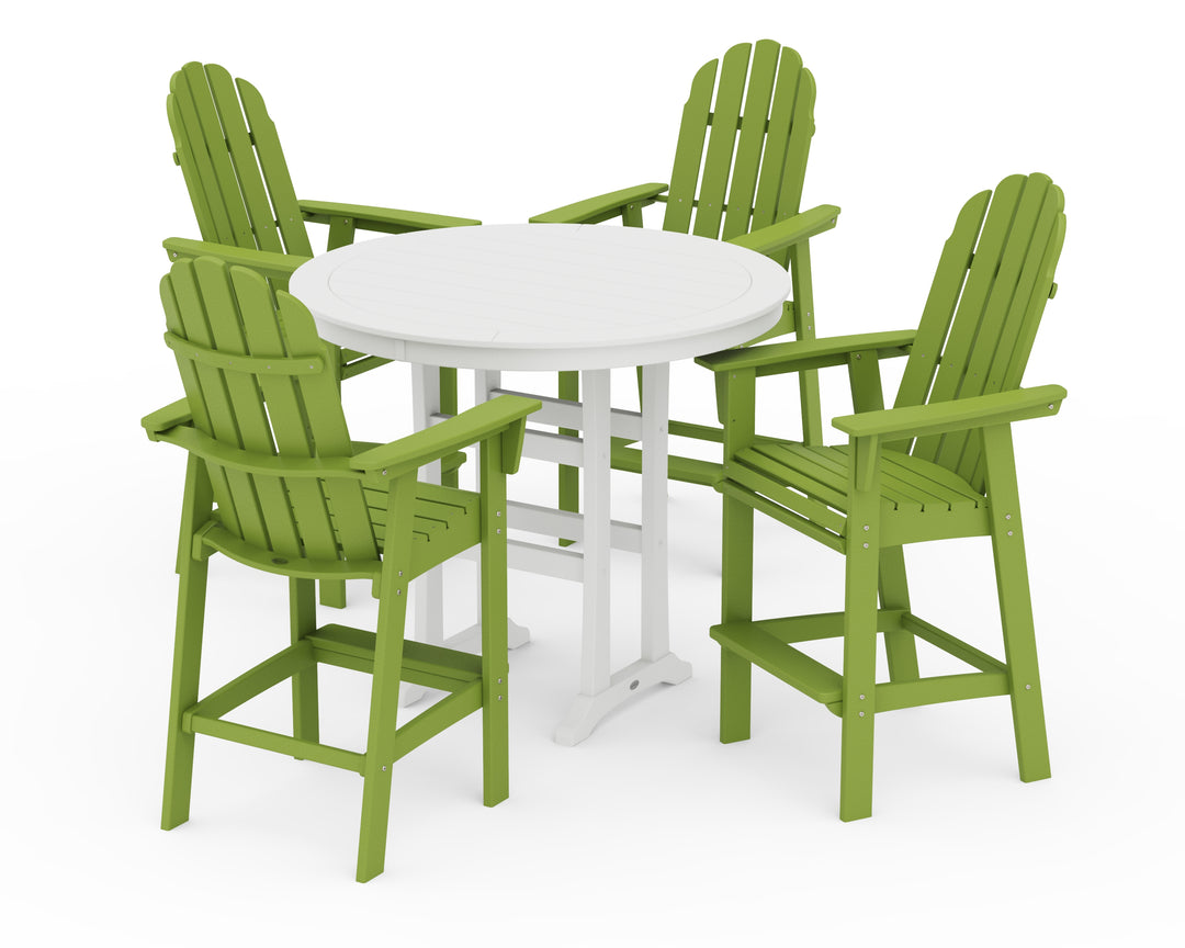 POLYWOOD® Vineyard Curveback Adirondack 5-Piece Nautical Trestle Bar Set