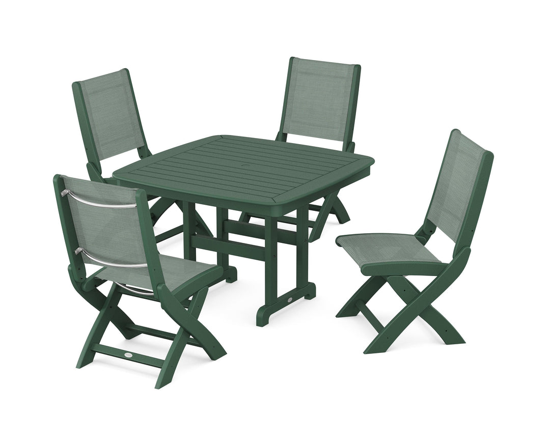 POLYWOOD® Coastal Folding Side Chair 5-Piece Dining Set